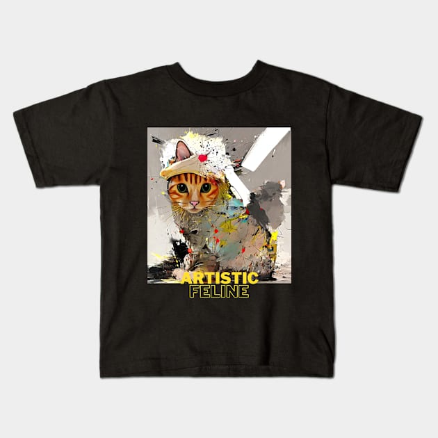 Artistic Feline Kids T-Shirt by PersianFMts